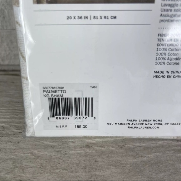 Ralph Lauren NWT One Cecily Palmetto King Pillow Sham Floral Tan Beige NWT $185 - Picture 6 of 11